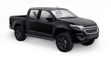 Beyaz arka planda siyah bir pikap. 3d oluşturma