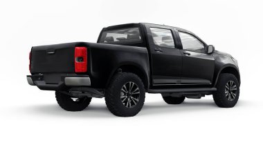 Beyaz arka planda siyah bir pikap. 3d oluşturma