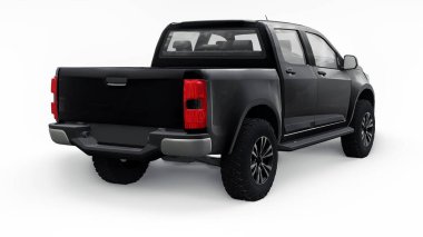 Beyaz arka planda siyah bir pikap. 3d oluşturma