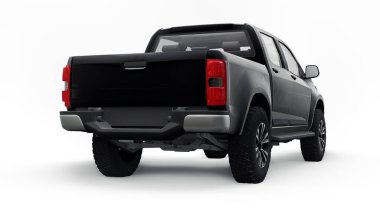 Beyaz arka planda siyah bir pikap. 3d oluşturma