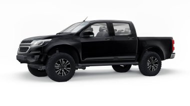 Beyaz arka planda siyah bir pikap. 3d oluşturma