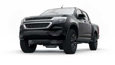 Beyaz arka planda siyah bir pikap. 3d oluşturma