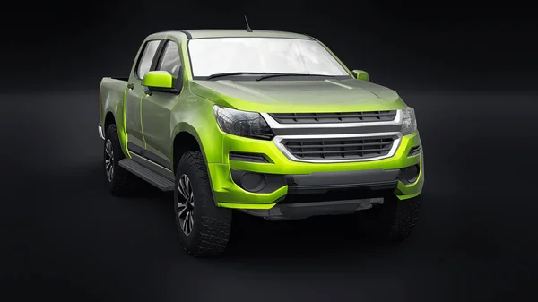 Green Pickup Car Black Background Rendering — Stockfoto