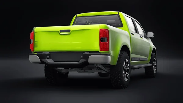 Green Pickup Car Black Background Rendering — Stockfoto