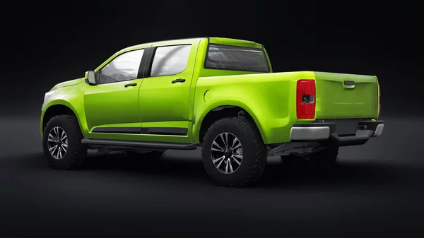 Green Pickup Car Black Background Rendering — Stockfoto
