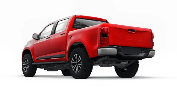 Red Pickup Car White Background Rendering — Stock Photo, Image