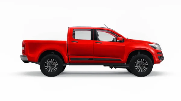 Red pickup car on a white background. 3d rendering. — Stock Photo, Image