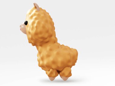 Sevimli Hayvan Lama. 3B illüstrasyon alpaka.