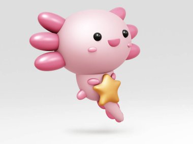 Şirin Axolotl 'un 3D çizimi