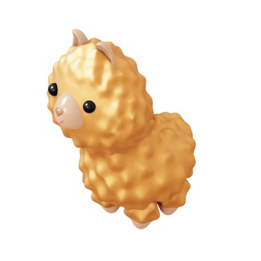 Sevimli Hayvan Lama. 3B illüstrasyon alpaka.