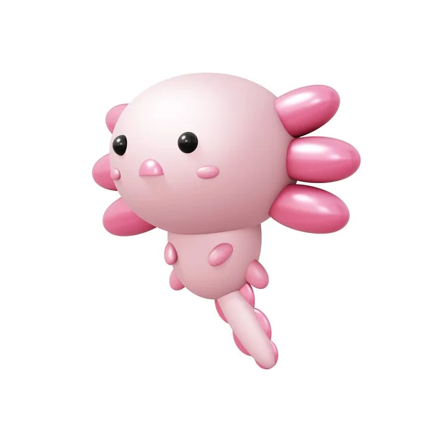 Cartoon 3D illustration of Cute Axolotl — стоковое фото