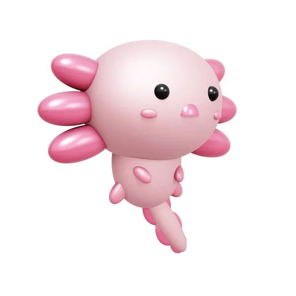 Ilustración de dibujos animados 3D de lindo Axolotl —  Fotos de Stock