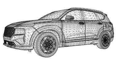 Geniş şehir off-road araç hatları noktalara bağlı soyut Creative vektör otomobil.