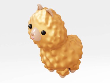 Sevimli Hayvan Lama. 3B illüstrasyon alpaka