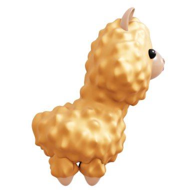 Sevimli Hayvan Lama. 3B illüstrasyon alpaka