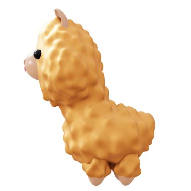 Sevimli Hayvan Lama. 3B illüstrasyon alpaka