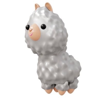 Sevimli Hayvan Lama. 3B illüstrasyon alpaka