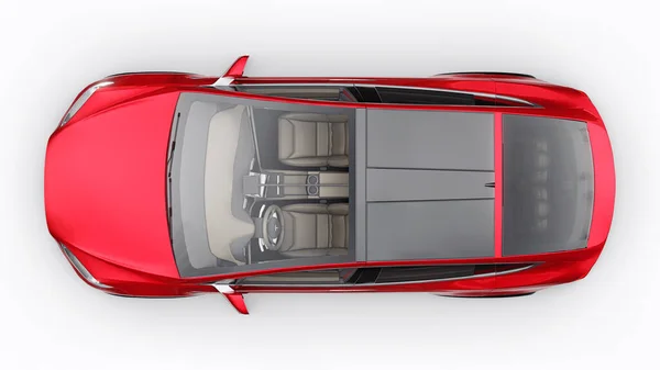俄罗斯 2022年1月6日 特斯拉X型全型城市Suv 红色轿车在白色背景上隔离 3D渲染 — 图库照片