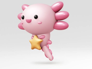 Şirin Axolotl 'un 3D çizimi.