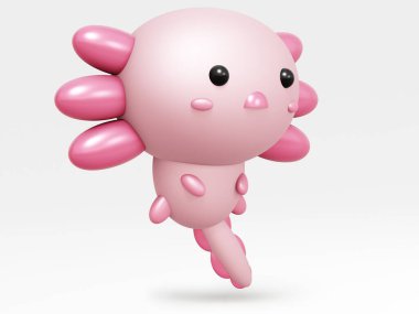 Şirin Axolotl 'un 3D çizimi.