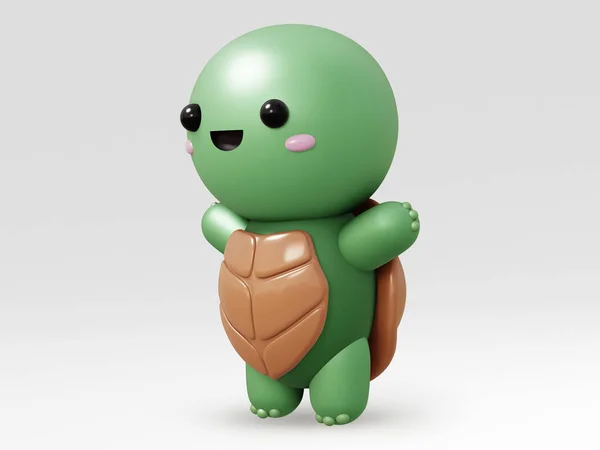 Turtle Cute Character Cartoon Illustration — стоковое фото