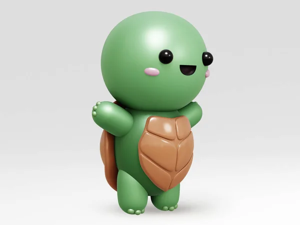 Tartaruga Bonito Personagem Desenho Animado Ilustração — Fotografia de Stock