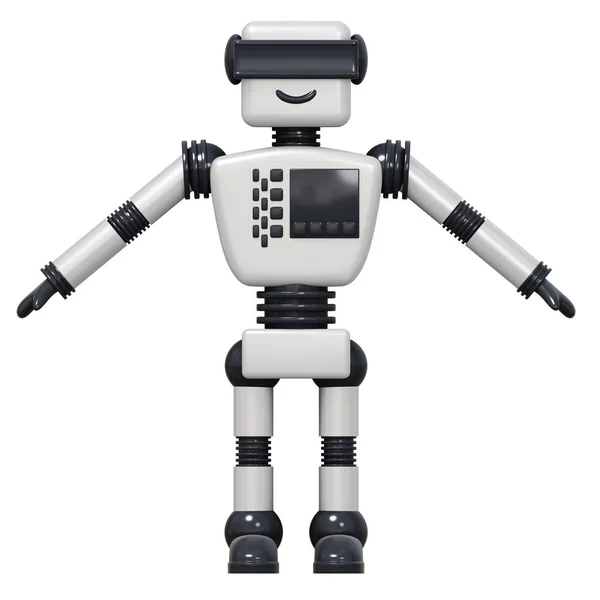 White Android Robot Isolated White Background Rendering — Stock Photo, Image