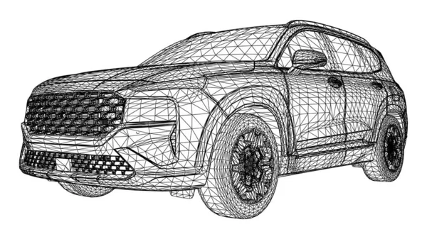 Abstract Creatieve Vectorauto Suv Grote Stad Uit Road Voertuiglijnen Verbonden — Stockvector