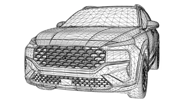 Astratto Vettore Creativo Auto Suv Grande Città Road Linee Veicoli — Vettoriale Stock