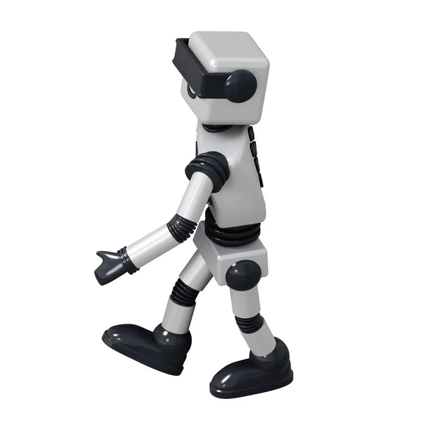 White Android Robot Isolated White Background Rendering — Stock Photo, Image