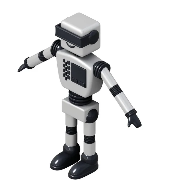 White Android Robot Isolated White Background Rendering — стоковое фото