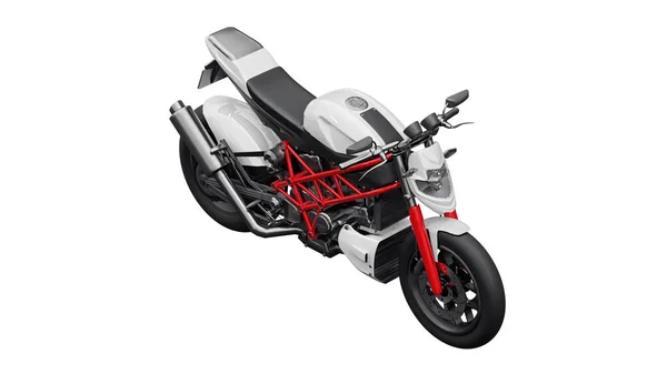 Ілюстрація Червоний Міський Спортивний Мотоцикл Білому Тлі Візуалізація — стокове фото