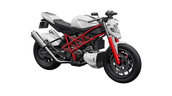 Ilustração Moto Esporte Urbano Vermelho Fundo Branco Renderização — Fotografia de Stock