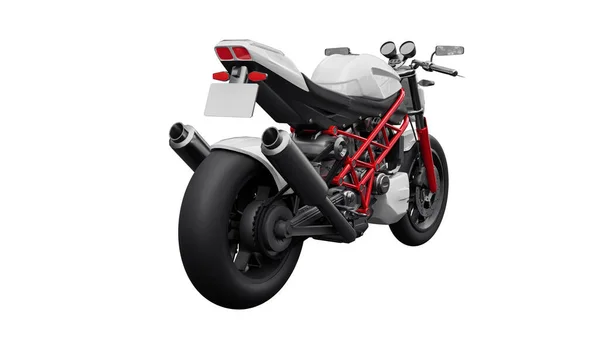 Ilustração Moto Esporte Urbano Vermelho Fundo Branco Renderização — Fotografia de Stock