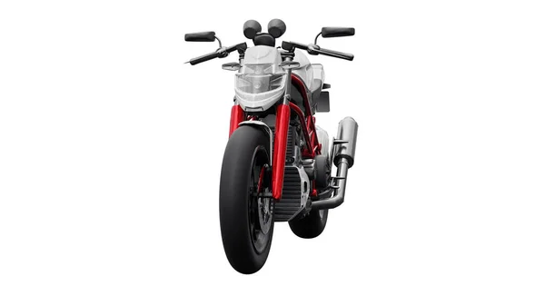 Illustrazione Moto Sportiva Urbana Rossa Sfondo Bianco Rendering — Foto Stock