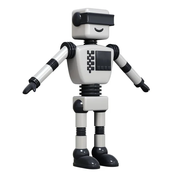 White Android Robot Isolated White Background Rendering — стоковое фото