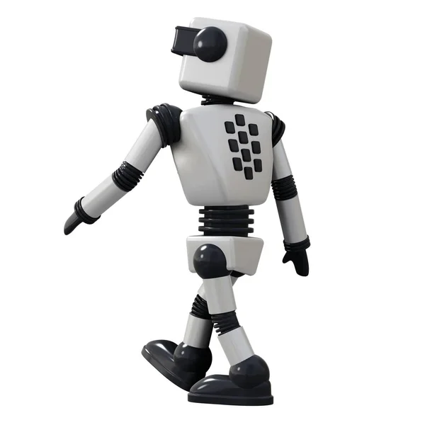 White Android Robot Isolated White Background Rendering — Stockfoto