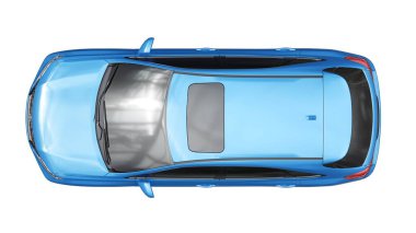 Beyaz izole edilmiş gölgesi olmayan birinci sınıf bir SUV. 3d oluşturma