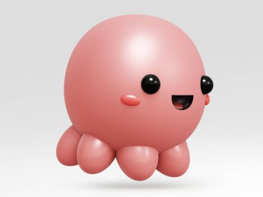 Çizgi film Ahtapot 3D Çizim Çizimi izole edildi