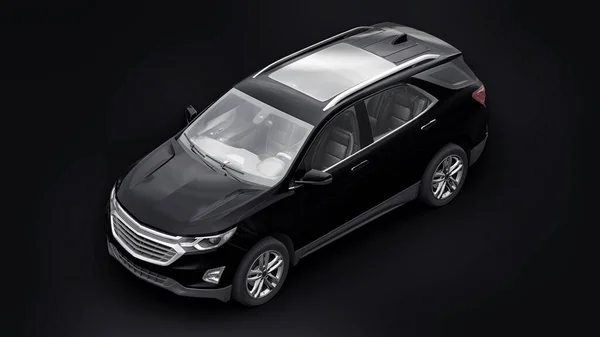 Black Mid Size City Suv Family Black Background Rendering — 图库照片