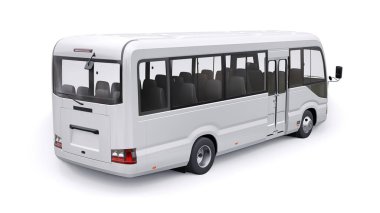 White Small bus for urban and suburban for travel. Car with empty body for design and advertising. 3d illustration.