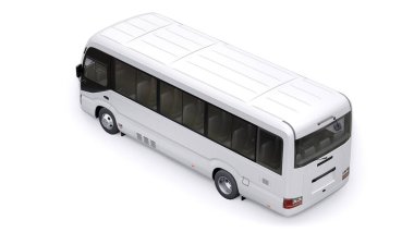 White Small bus for urban and suburban for travel. Car with empty body for design and advertising. 3d illustration.