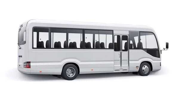 Blanco Pequeño Autobús Para Urbano Suburbano Para Viajar Coche Con — Foto de Stock