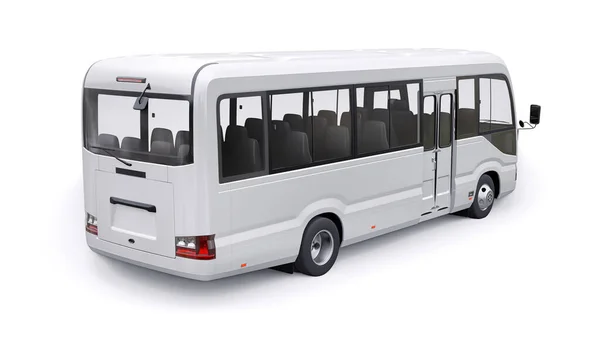 White Small Bus Urban Suburban Travel Car Empty Body Design — Foto de Stock