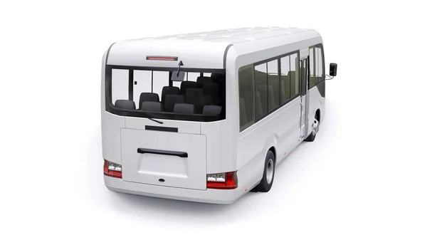 White Small Bus Urban Suburban Travel Car Empty Body Design — Stock Photo, Image