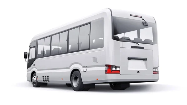 White Small Bus Urban Suburban Travel Car Empty Body Design — Zdjęcie stockowe