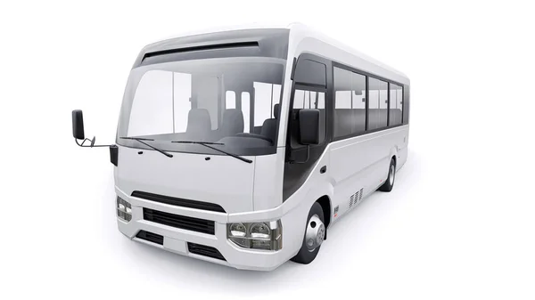 White Small Bus Urban Suburban Travel Car Empty Body Design — Stock Photo, Image