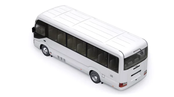 White Small Bus Urban Suburban Travel Car Empty Body Design — Zdjęcie stockowe