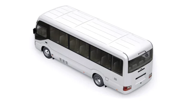 White Small Bus Urban Suburban Travel Car Empty Body Design — 图库照片