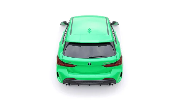 俄罗斯 2022年1月9日 宝马M135I Xdrive 绿色轿车隔离在白色背景上 3D渲染 — 图库照片